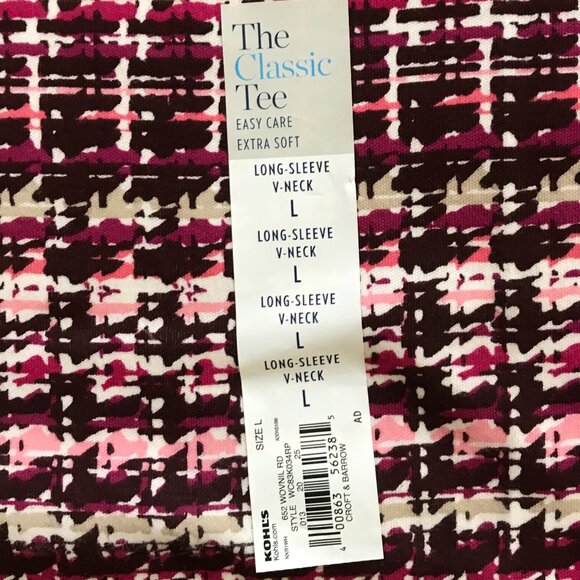 Long Sleeve Tee – Size Large – V-Neck Stripe Cotton Classic - NWT - Picture 4 of 5